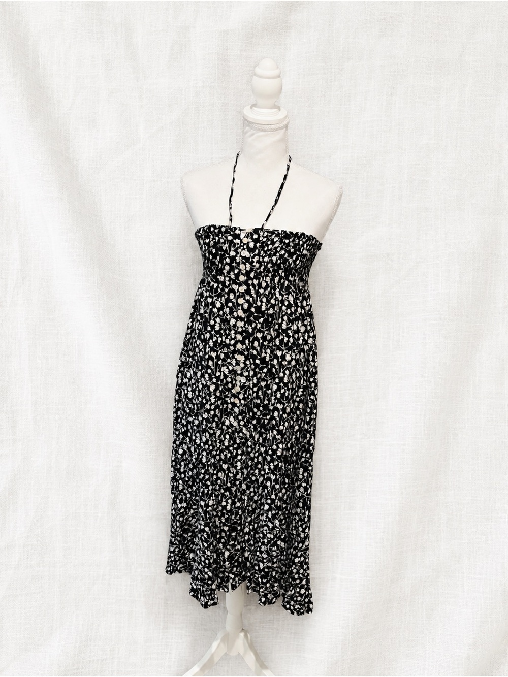 Rachel Zoe Black & White Floral Strapless Midi Dress